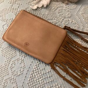 Frye Fringe Wristlet Clutch - Brown Leather